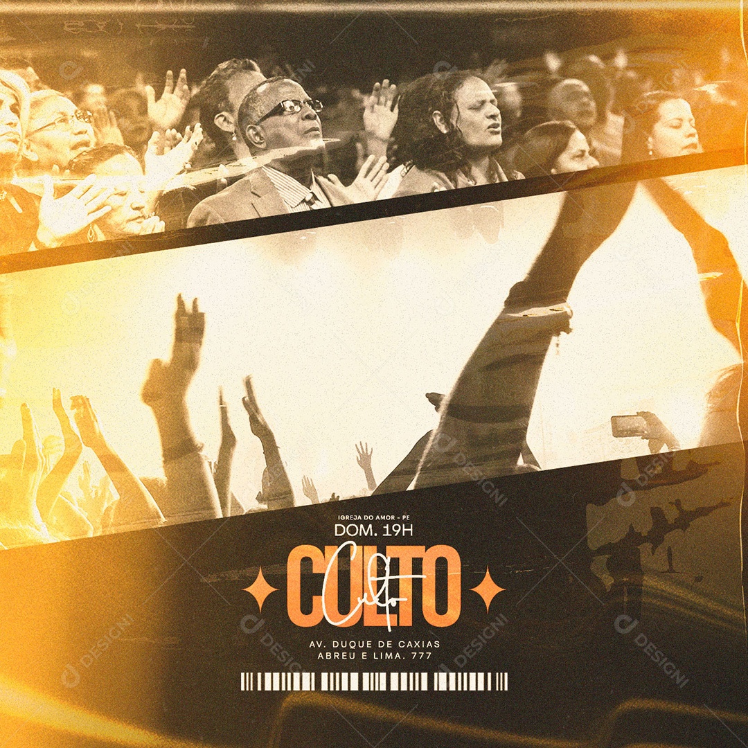 Culto Domingo Igreja Do Amor Gospel Flyer Social Media PSD Editável