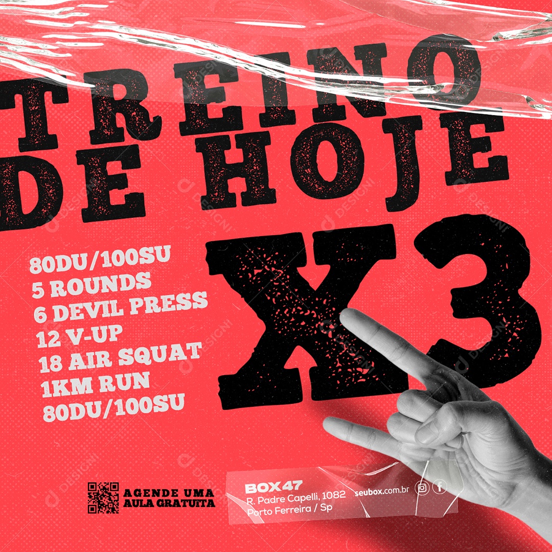 Treino De Hoje X3 Academia Crossfit Social Media PSD Editável