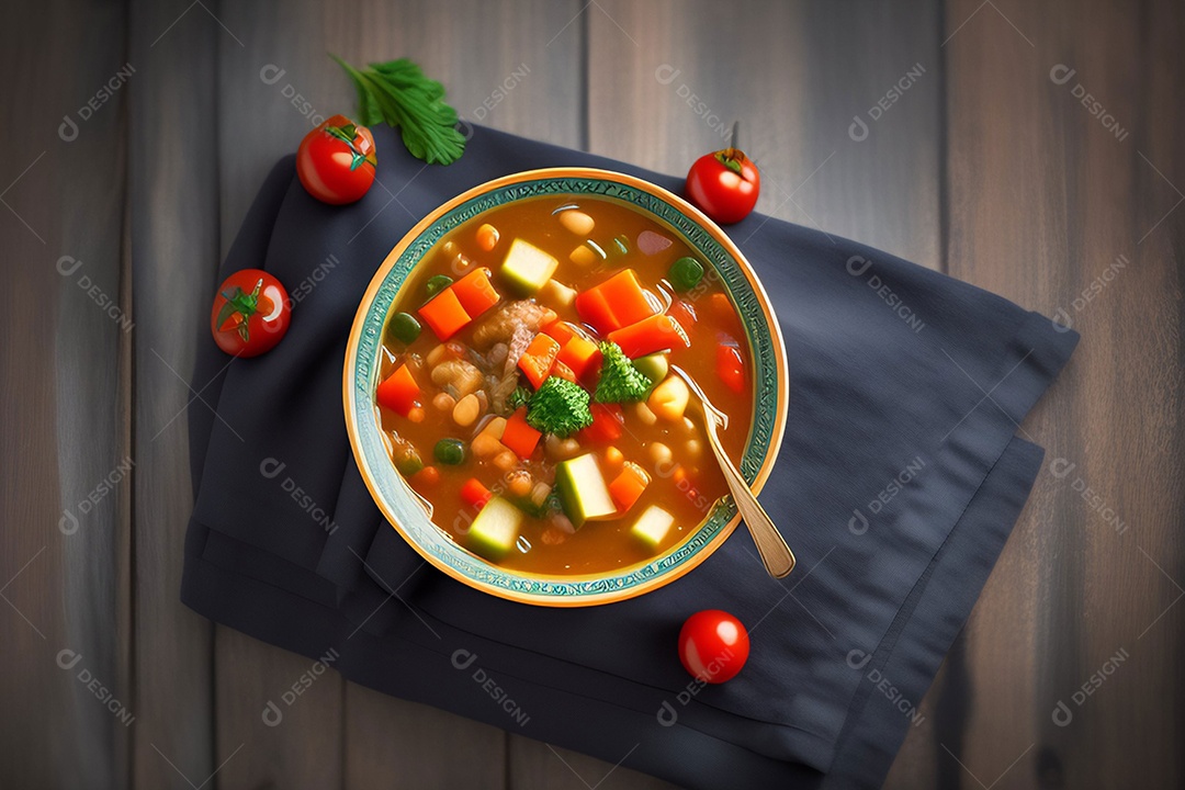 Deliciosa sopa com legumes