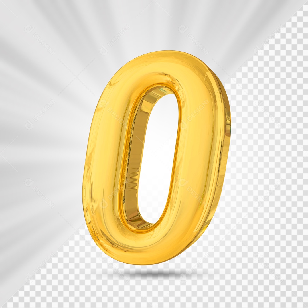Balão De Festa Amarelo De Numero 0 Elemento 3D Para Composição PSD