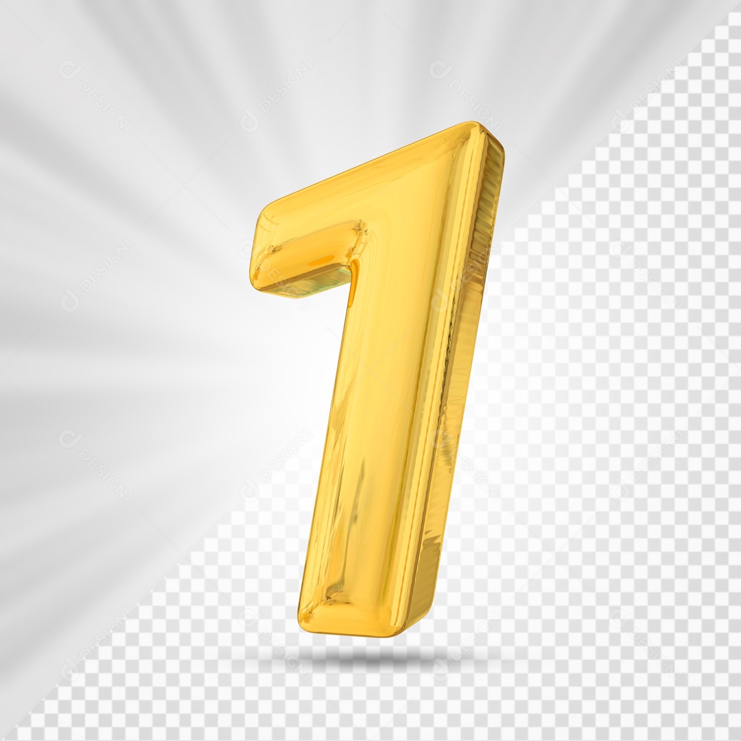 Balão De Festa Amarelo De Numero 1 Elemento 3D Para Composição PSD