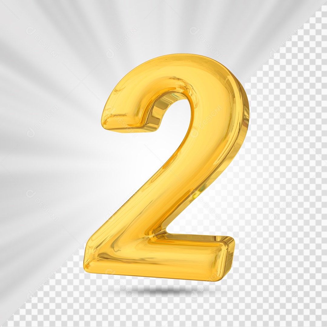 Balão De Festa Amarelo De Numero 2 Elemento 3D Para Composição PSD