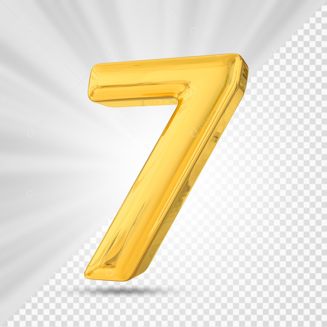 Balão De Festa Amarelo De Numero 7 Elemento 3D Para Composição PSD