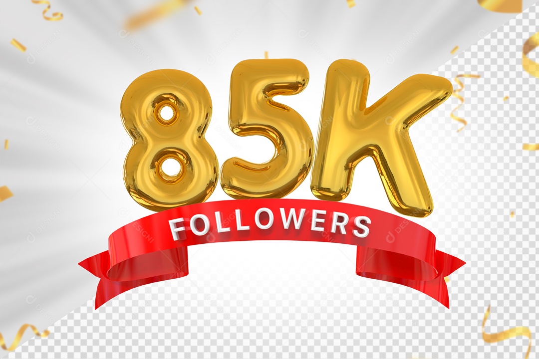 Números 85K Seguidores Elemento 3D PSD