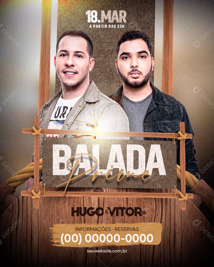 Prime Hugo and Vitor Social Media PSD Editable Flyer Ballad