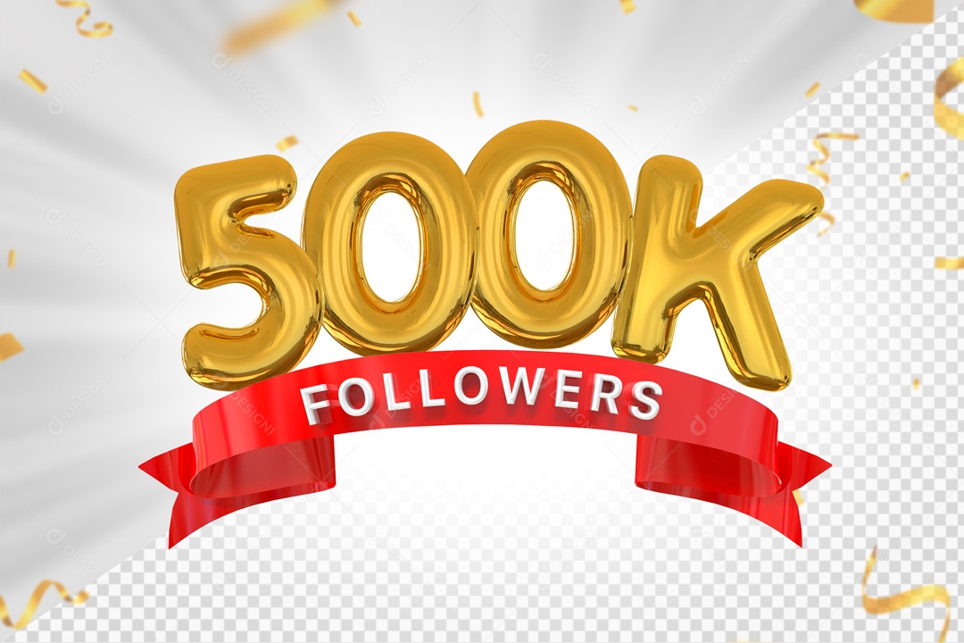 Números 500K Seguidores Elemento 3D PSD