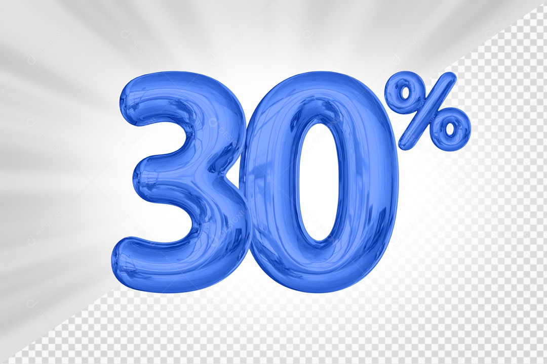 Balão De Numero Azul De 30% Desconto Elemento 3D PSD