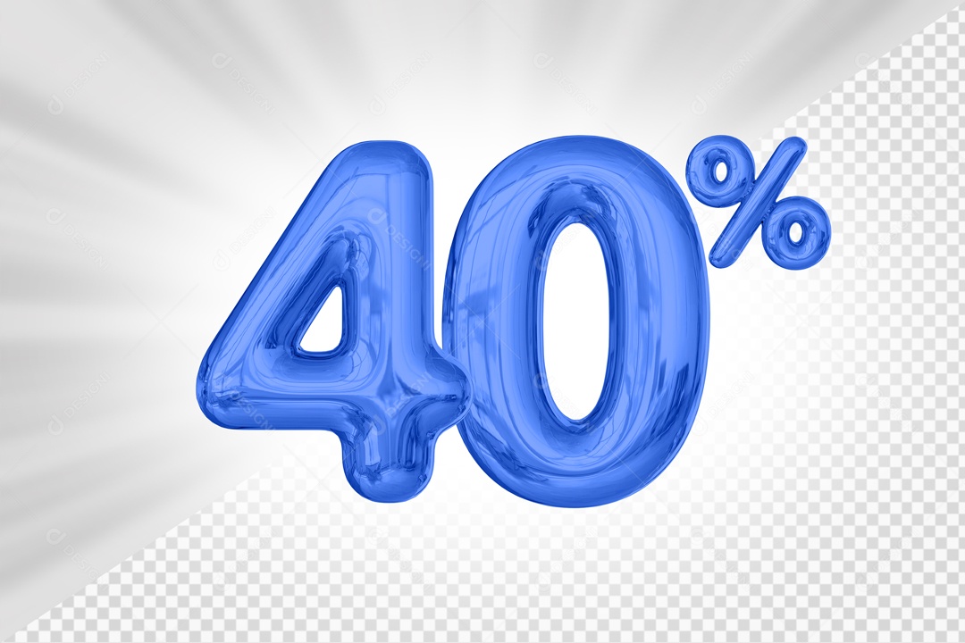 Balão De Numero Azul De 40% Desconto Elemento 3D PSD