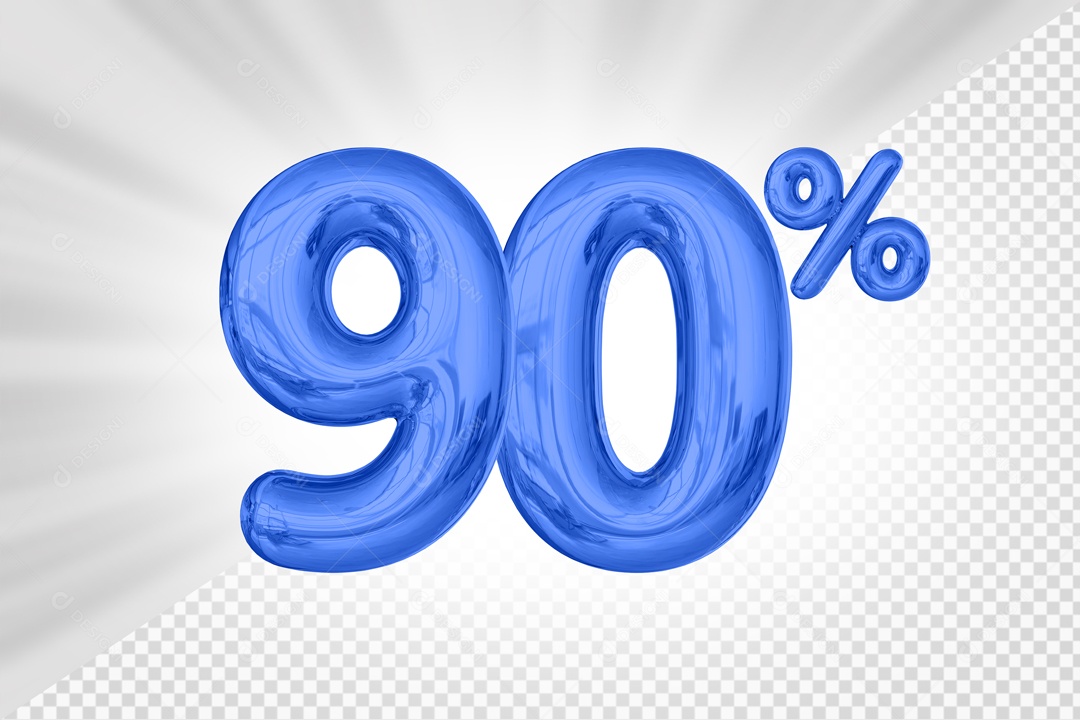 Balão De Numero Azul De 90% Desconto Elemento 3D PSD