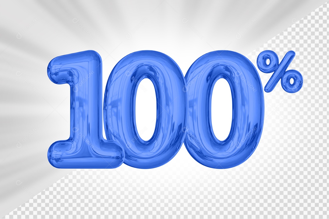 Balão De Numero Azul De 100% Desconto Elemento 3D PSD