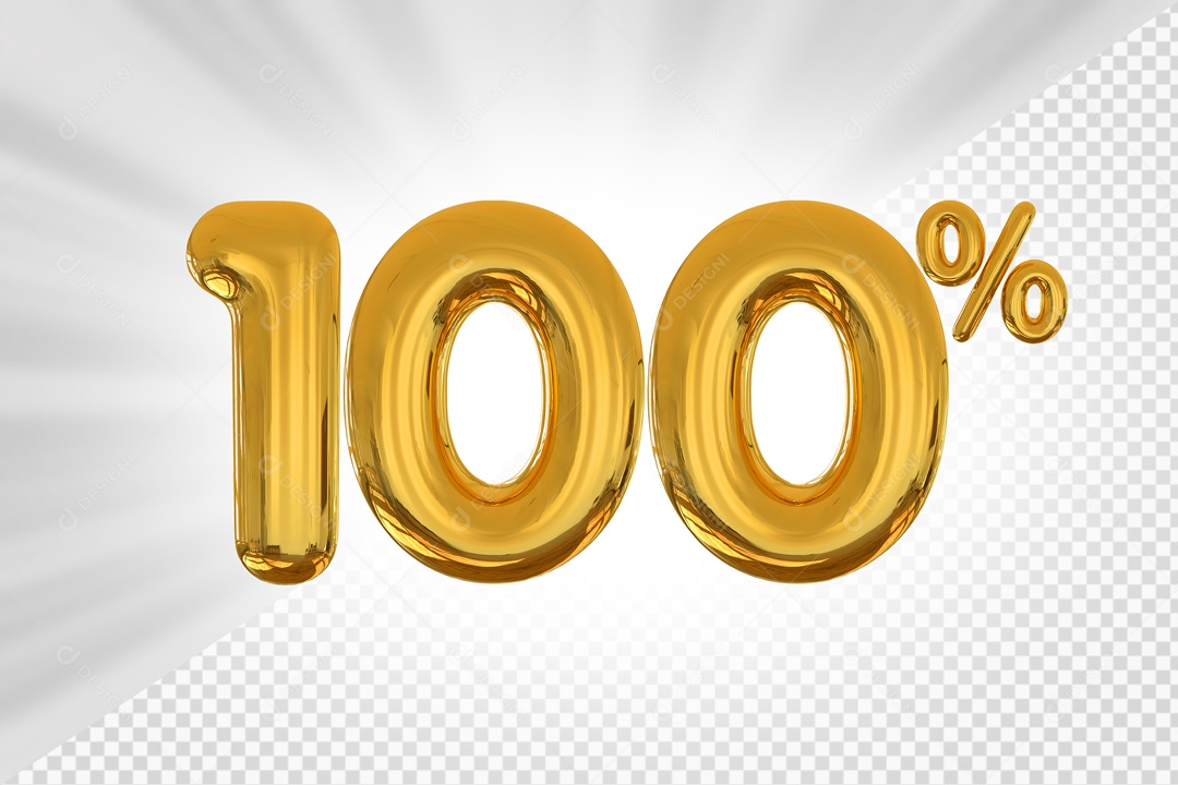 Balão De Numero Dourado De 100% Desconto Elemento 3D PSD