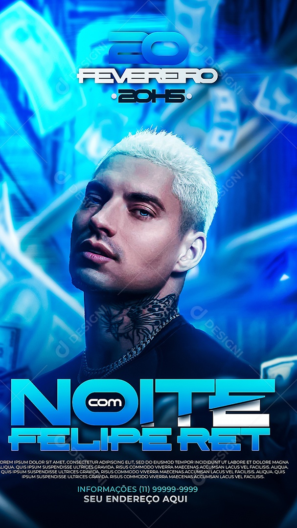 Story Flyer Noite Com Felipe Ret Social Media PSD Editável