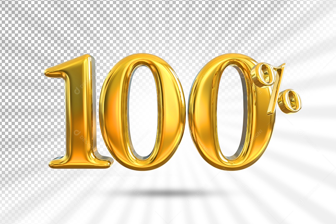 Numero Dourado De 100% Desconto Elemento 3D PSD