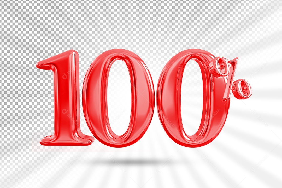 Numero Vermelho De 100% Desconto Elemento 3D PSD