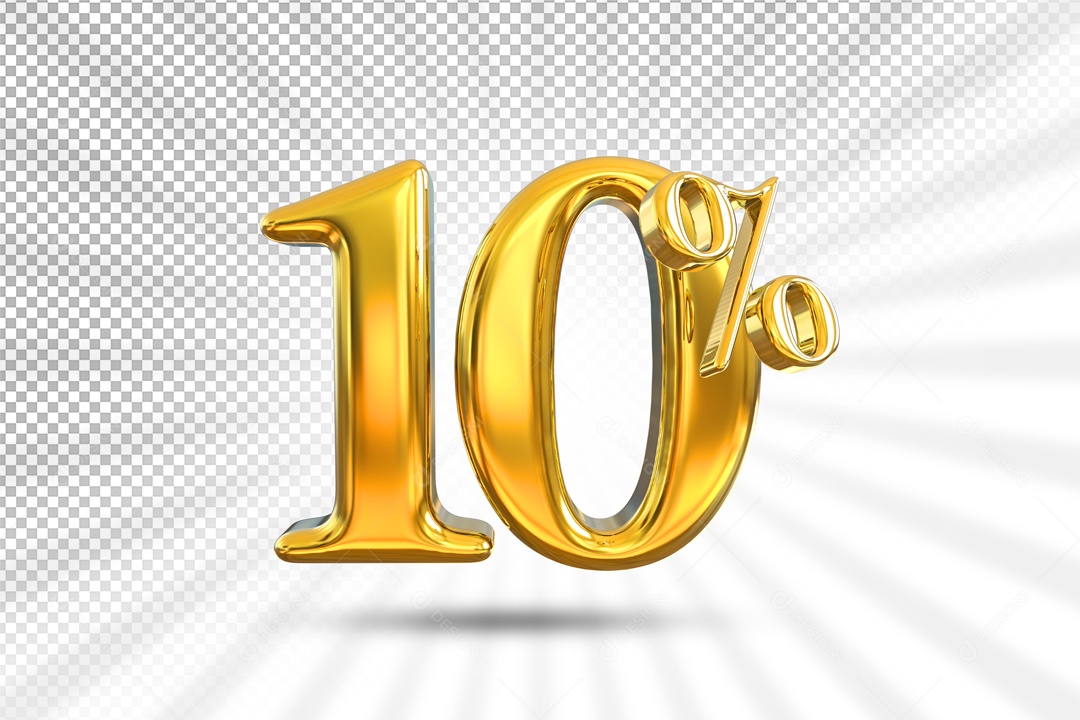 Numero Dourado De 10% Desconto Elemento 3D PSD