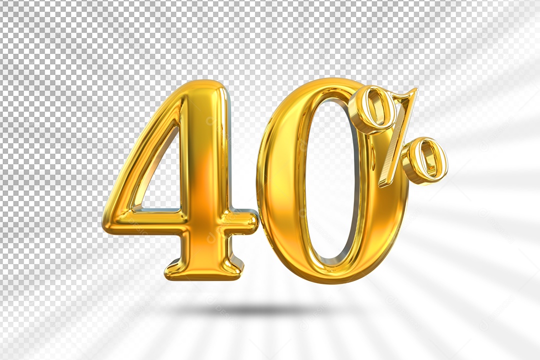 Numero Dourado De 40% Desconto Elemento 3D PSD
