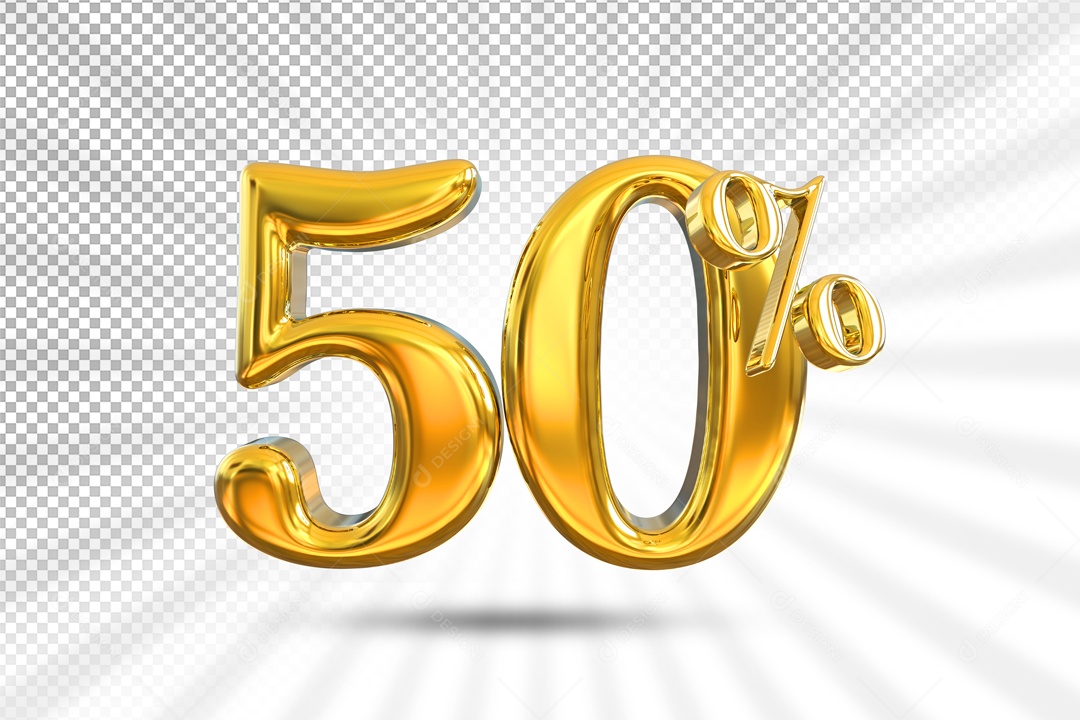 Numero Dourado De 50% Desconto Elemento 3D PSD