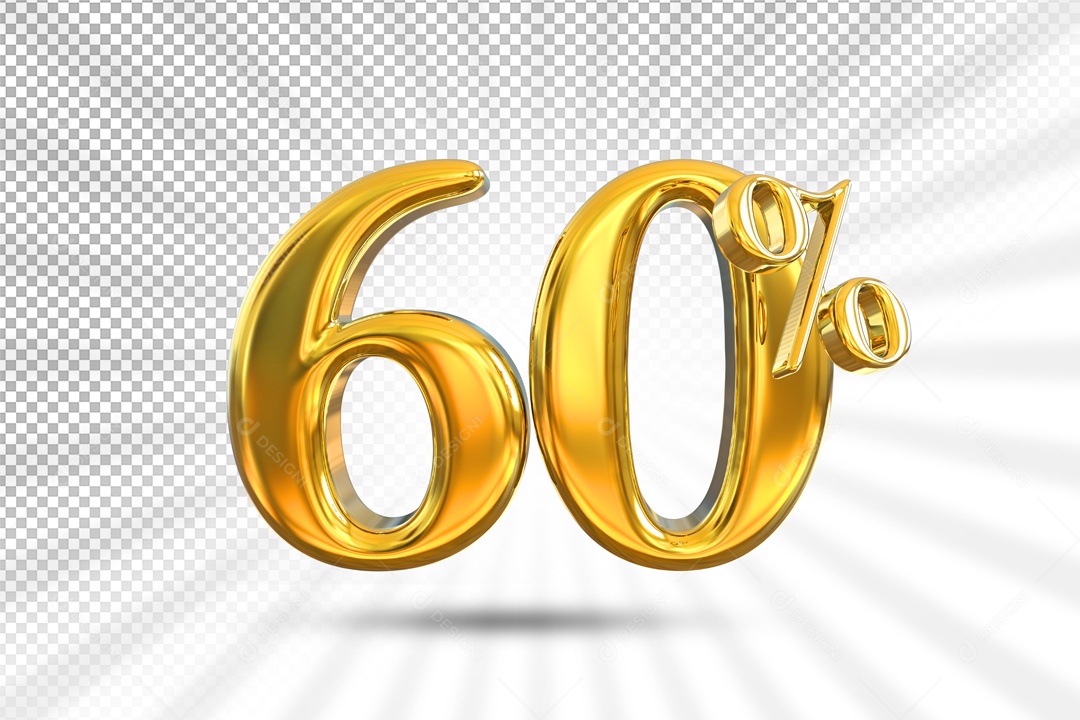 Numero Dourado De 60% Desconto Elemento 3D PSD