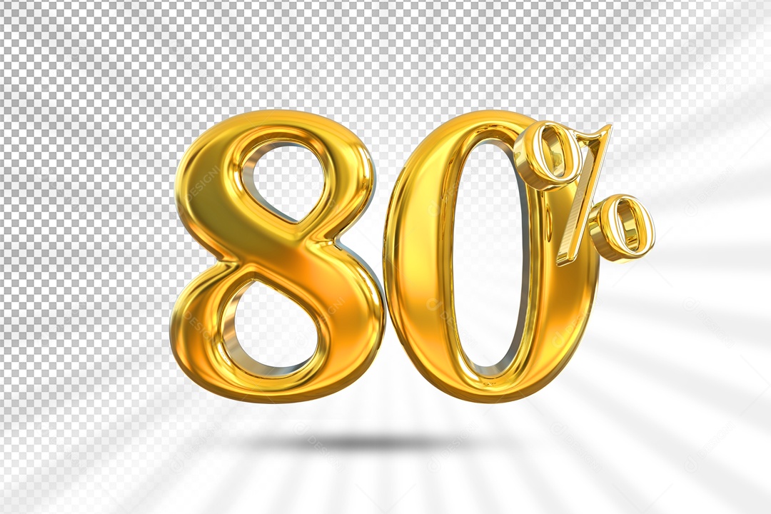 Numero Dourado De 80% Desconto Elemento 3D PSD