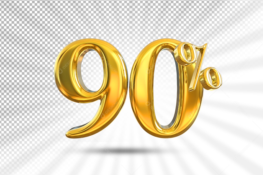 Numero Dourado De 90% Desconto Elemento 3D PSD