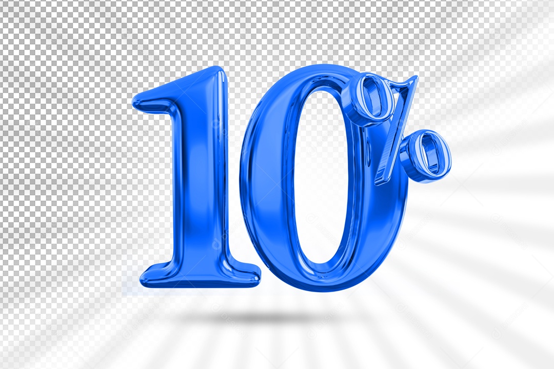 Balão De Numero Azul De 10% Desconto Elemento 3D PSD