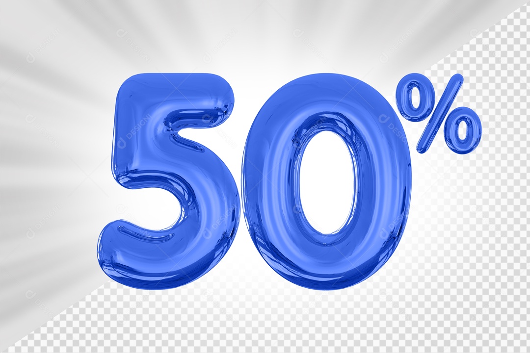 Balão De Numero Azul De 50% Desconto Elemento 3D PSD