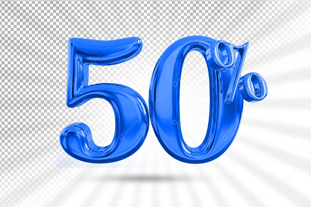 Balão De Numero Azul De 50% Desconto Elemento 3D PSD