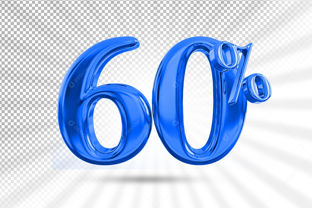 Balão De Numero Azul De 60% Desconto Elemento 3D PSD