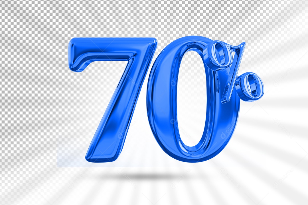 Numero Azul De 70% Desconto Elemento 3D PSD