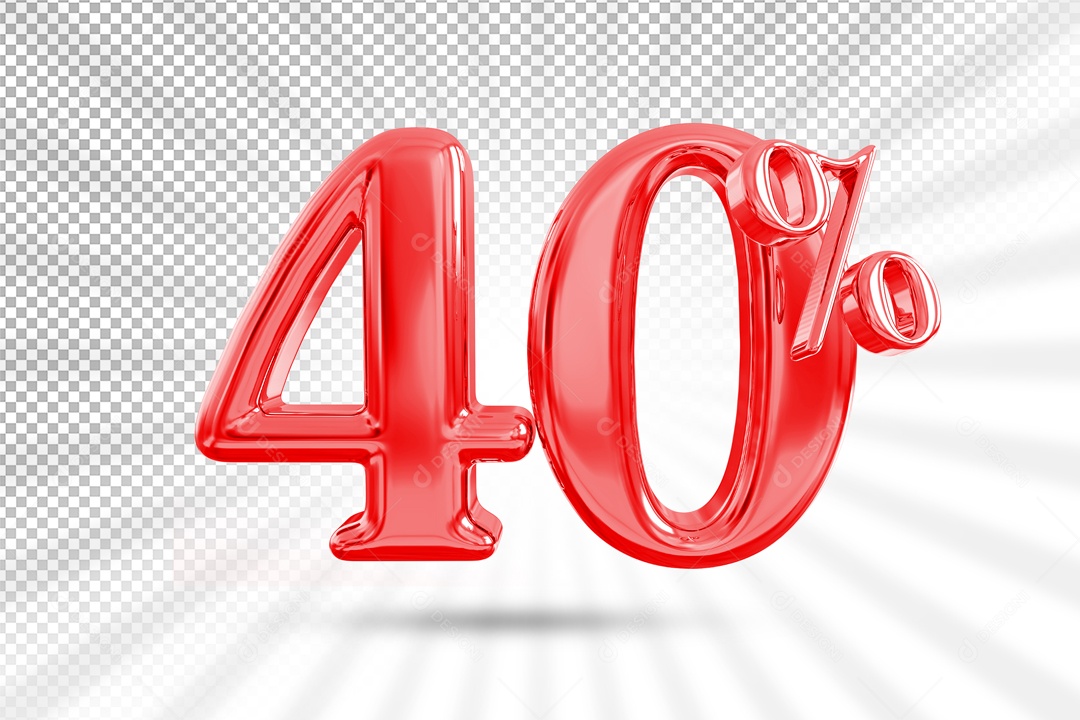 Numero Vermelho De 40% Desconto Elemento 3D PSD