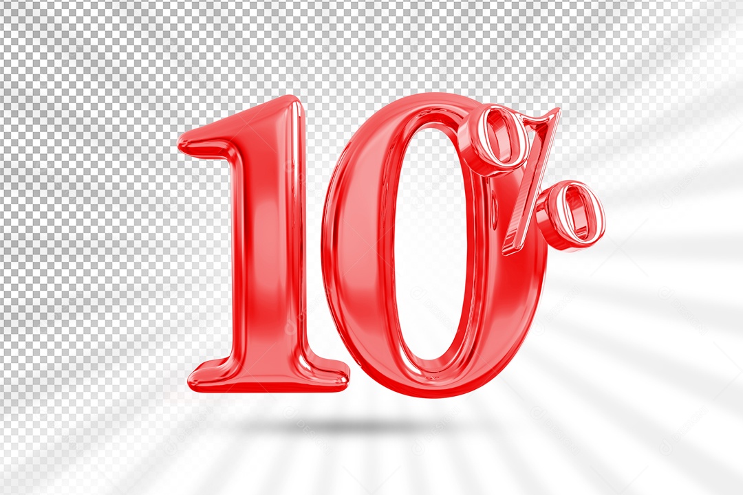 Numero Vermelho De 10% Desconto Elemento 3D PSD