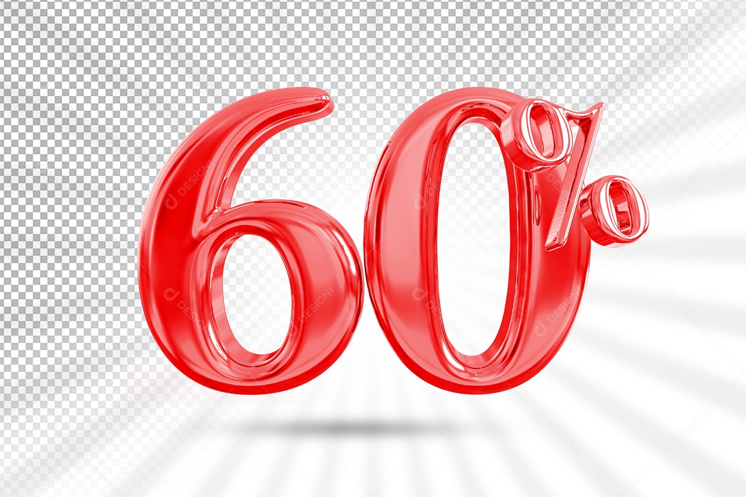 Numero Vermelho De 60% Desconto Elemento 3D PSD