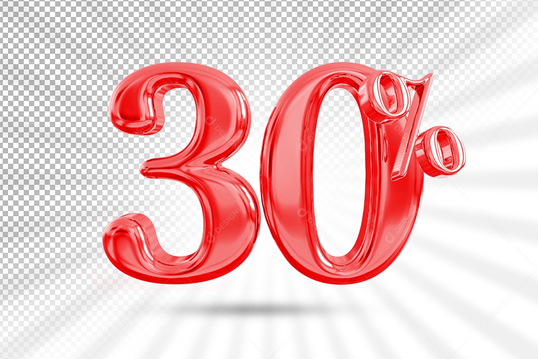 Numero Vermelho De 30% Desconto Elemento 3D PSD