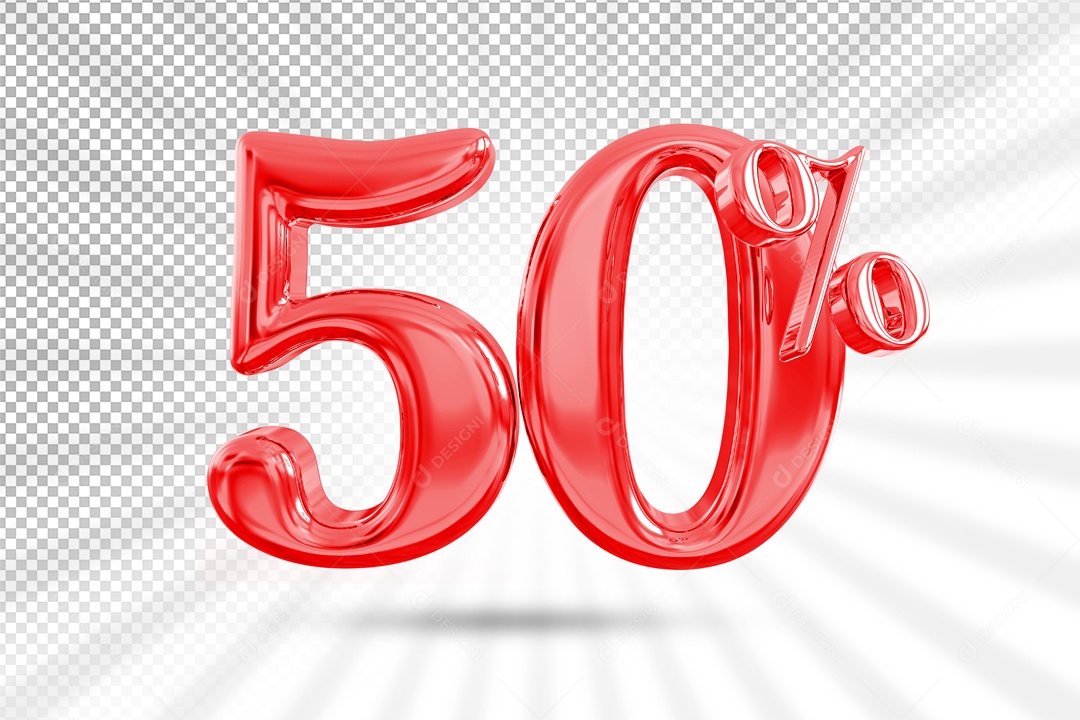 Numero Vermelho De 50% Desconto Elemento 3D PSD
