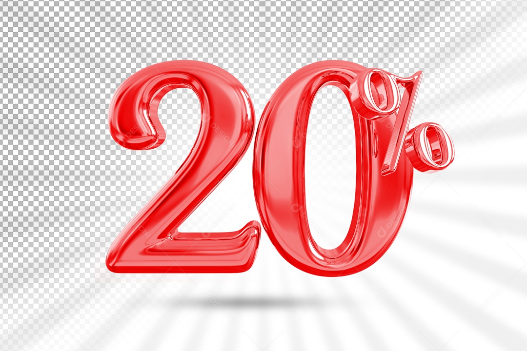 Numero Vermelho De 20% Desconto Elemento 3D PSD