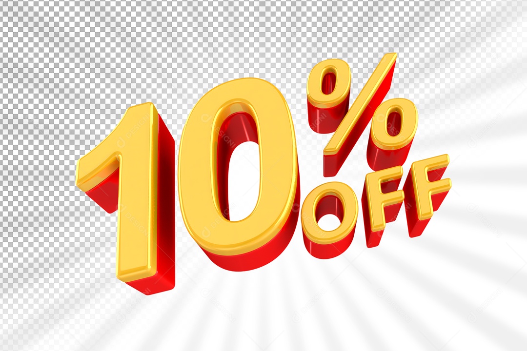 Numero Amarelo De 10% Off Desconto Elemento 3D PSD