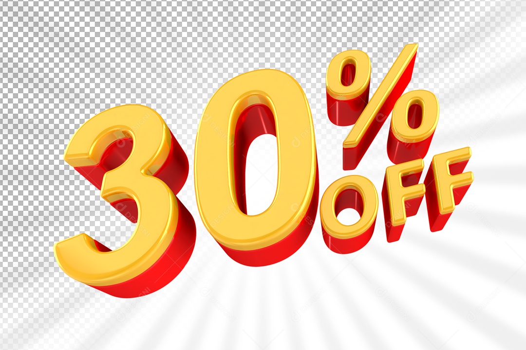 Numero Amarelo De 30% Off Desconto Elemento 3D PSD