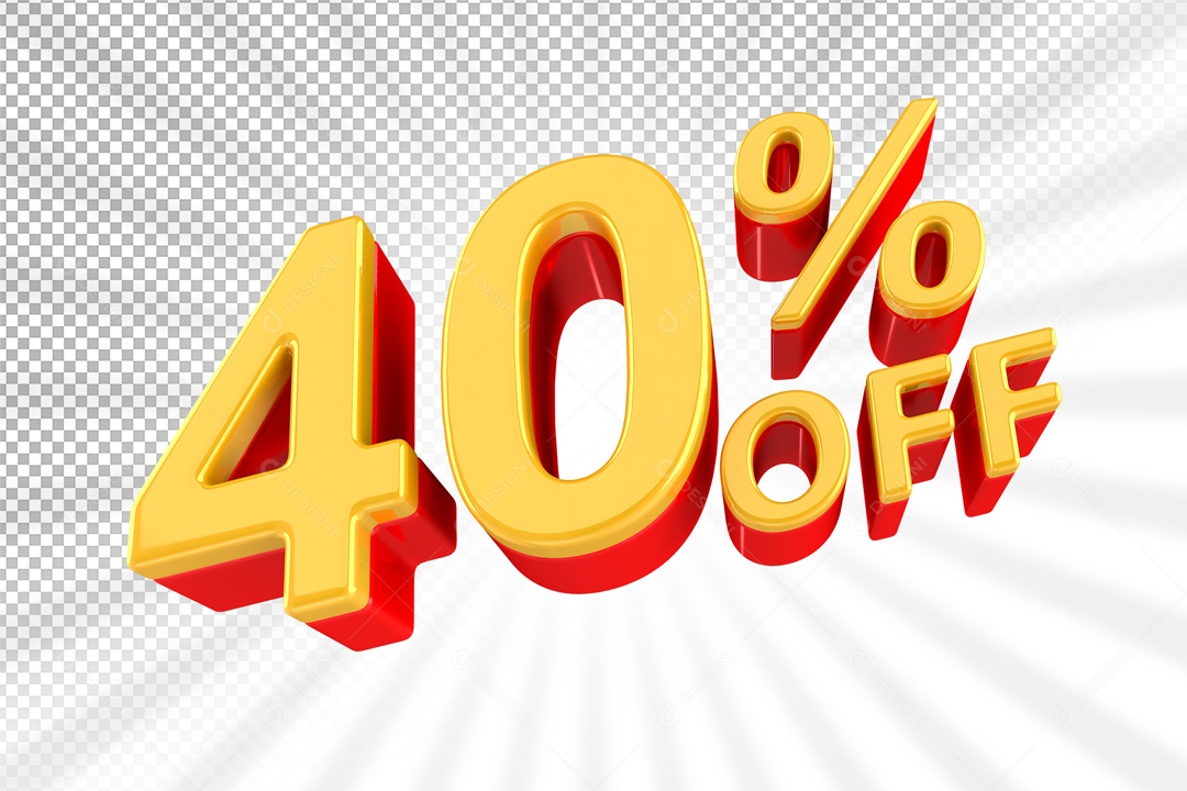 Numero Amarelo De 40% Off Desconto Elemento 3D PSD