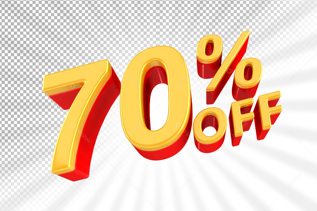 Numero Amarelo De 70% Off Desconto Elemento 3D PSD
