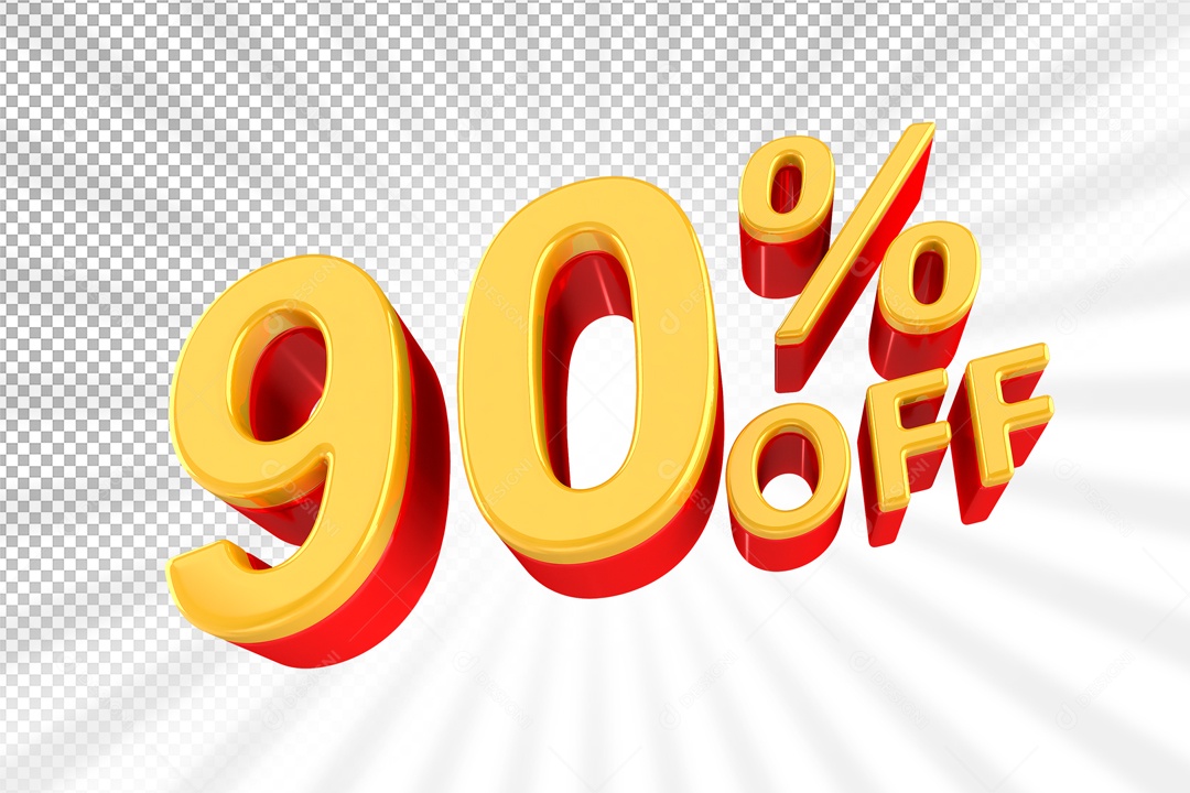 Numero Amarelo De 90% Off Desconto Elemento 3D PSD