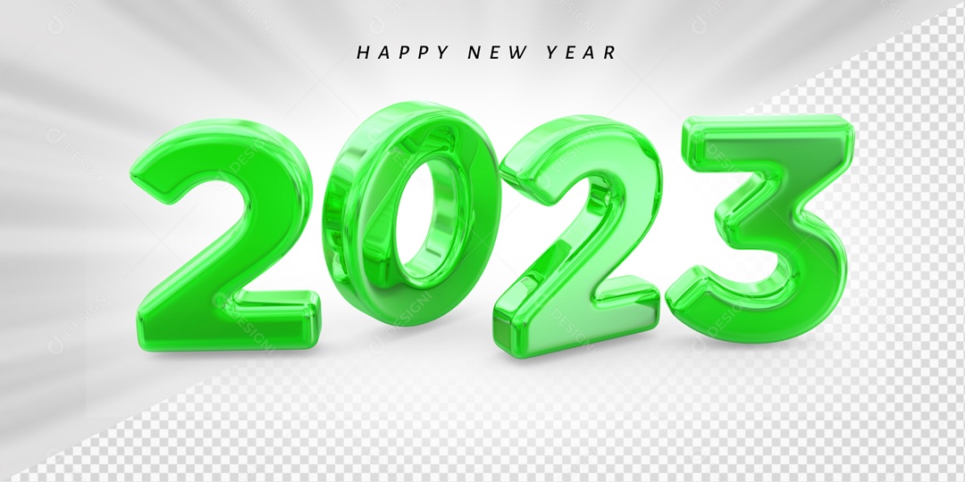 Feliz Ano Novo 2023 Verde Elemento 3D PSD