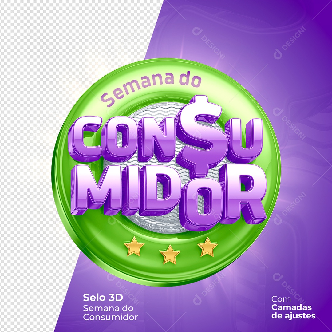 Selo 3D Para Composição Semana do Consumidor PSD