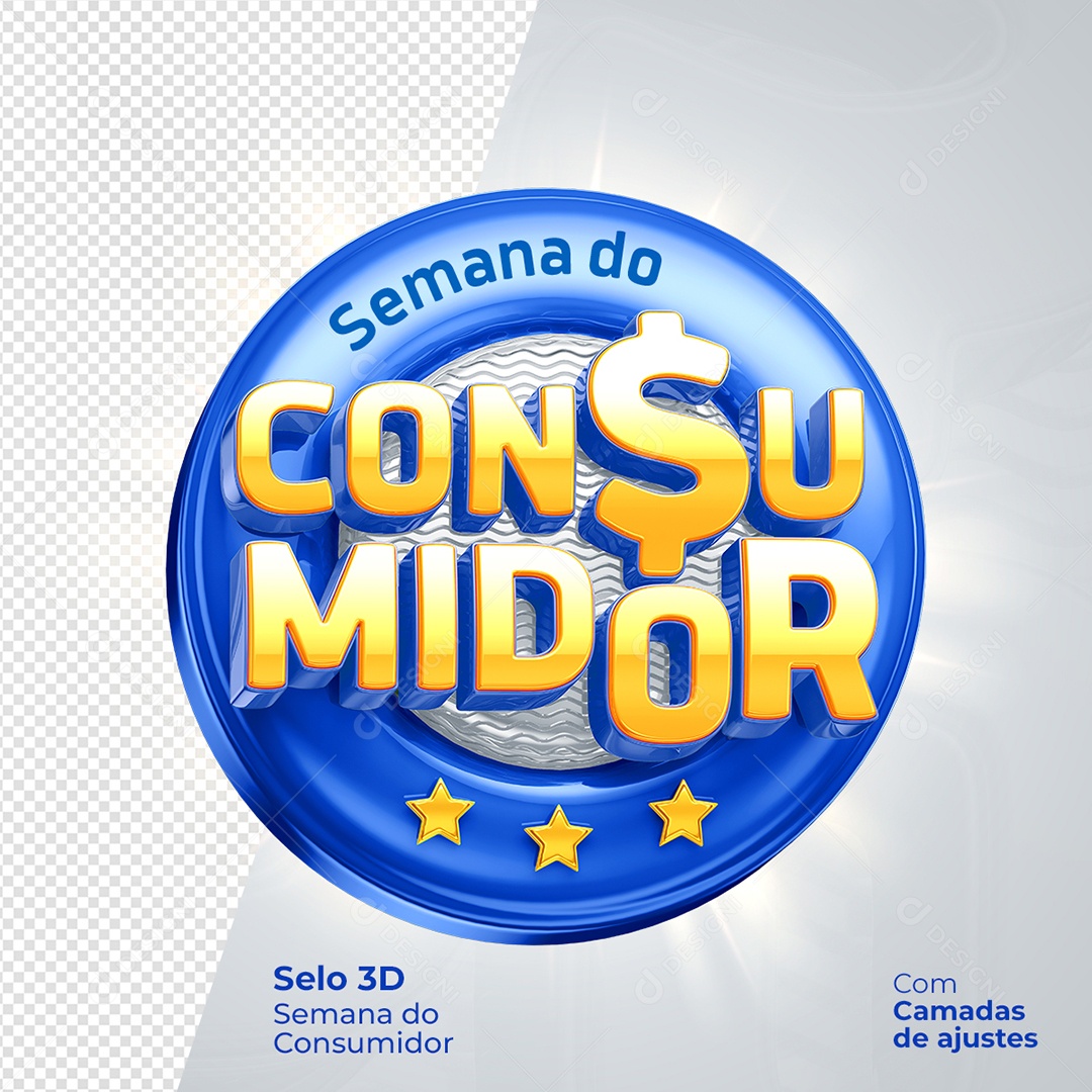 Selo 3D Para Composição Semana do Consumidor PSD