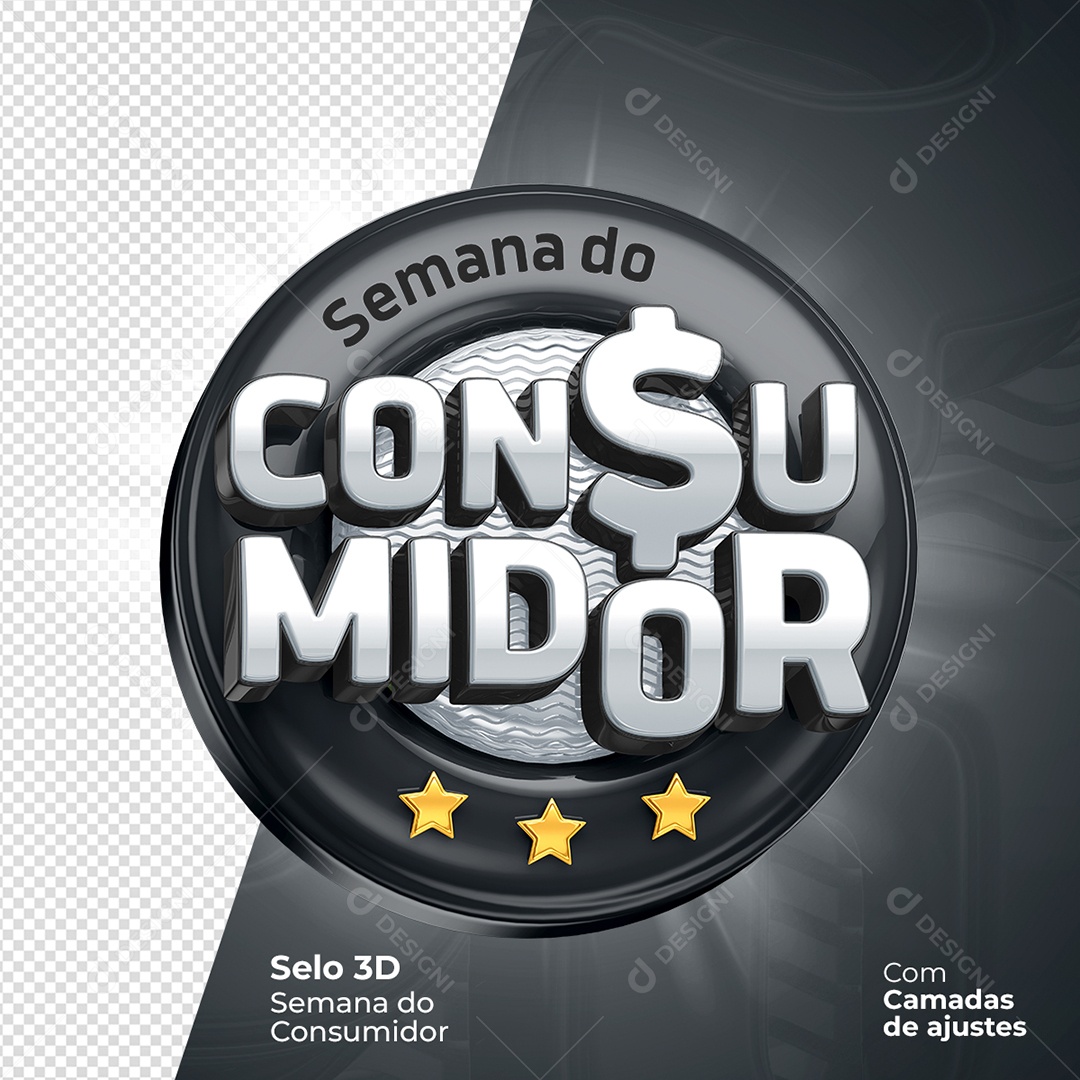 Selo 3D Para Composição Semana do Consumidor PSD