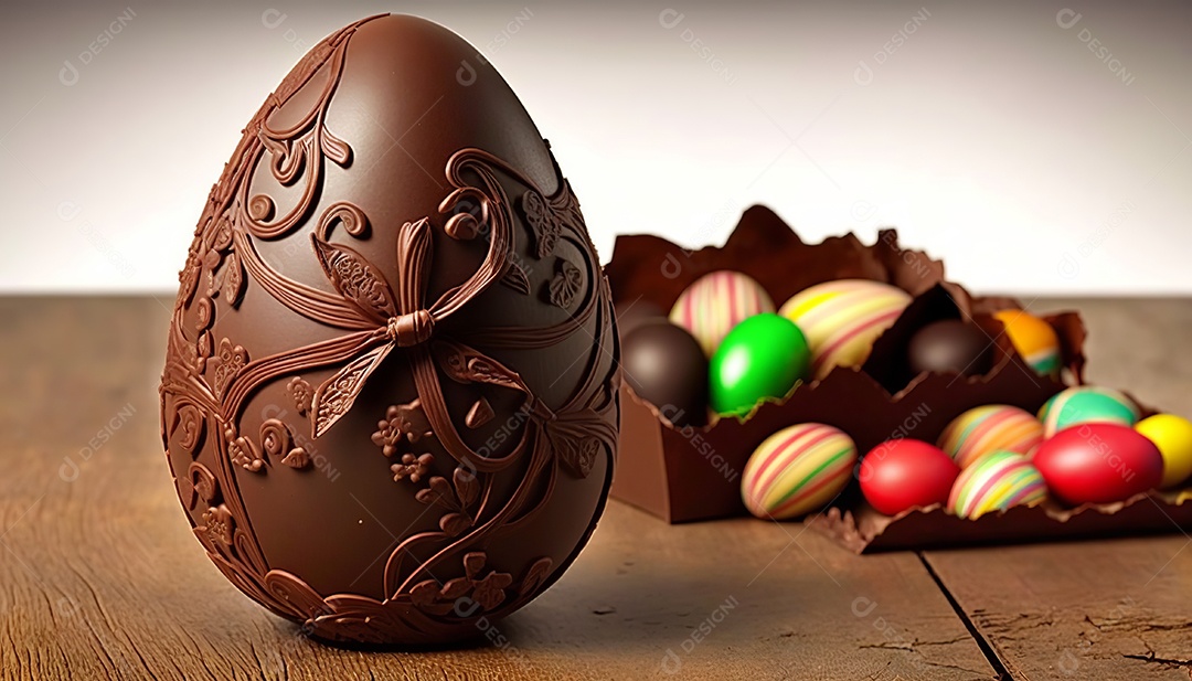 Ilustração ovos de chocolate texturizado para páscoa