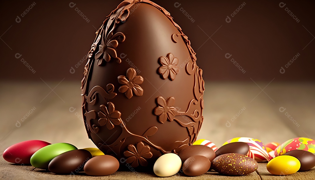 Ilustração ovo de páscoa de chocolate texturizado