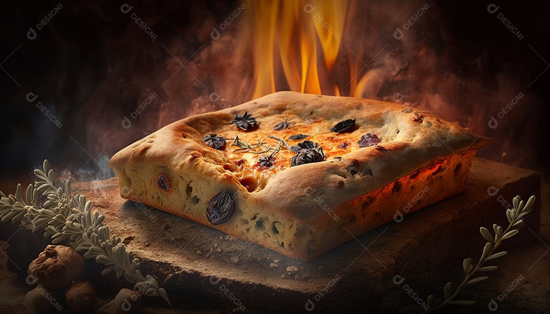 Ilustração de uma deliciosa pizza no forno quente