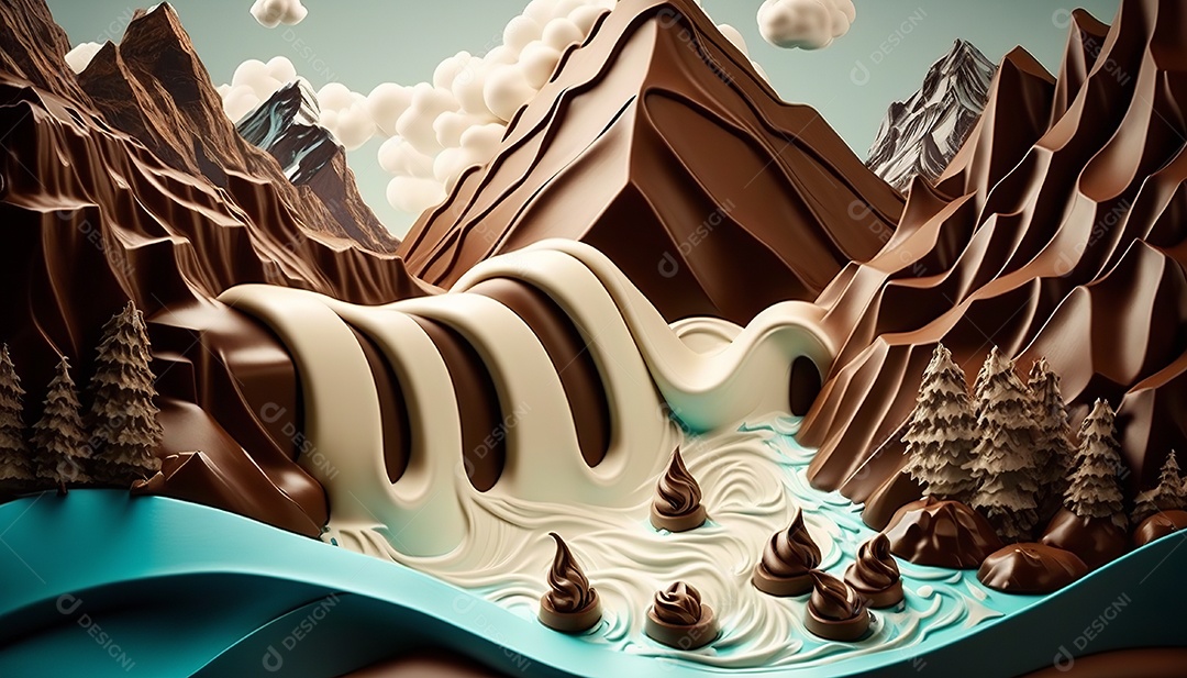 Ilustração de uma montanha de chocolate