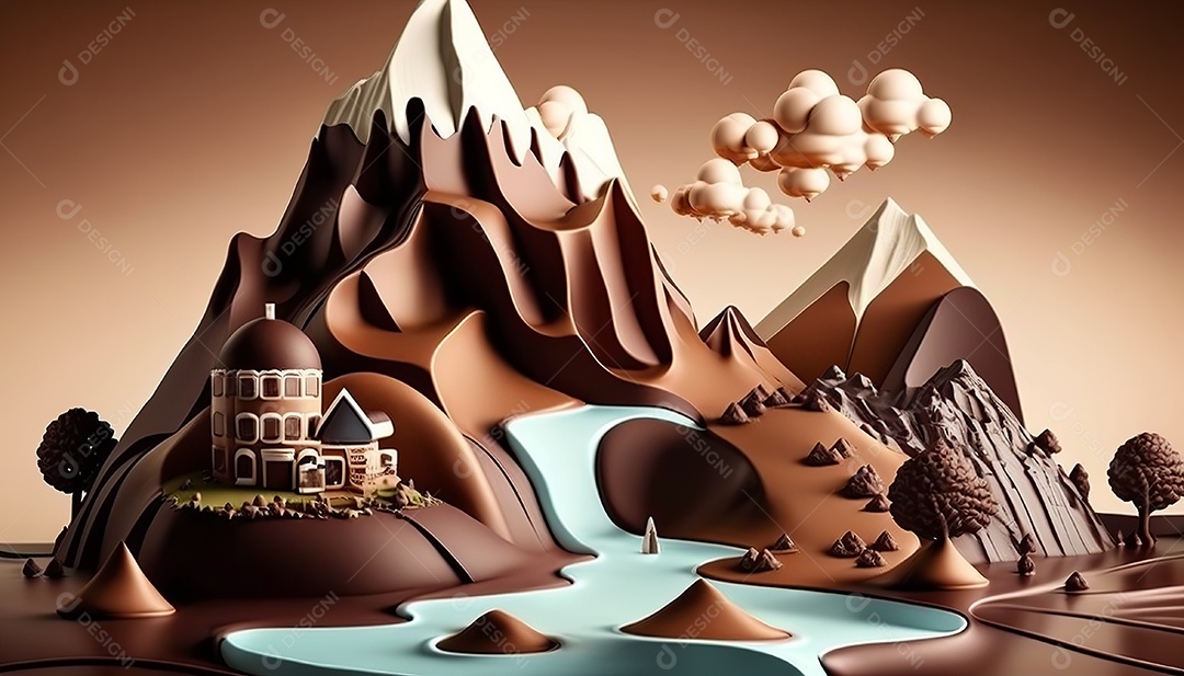 Ilustração de uma montanha de chocolate