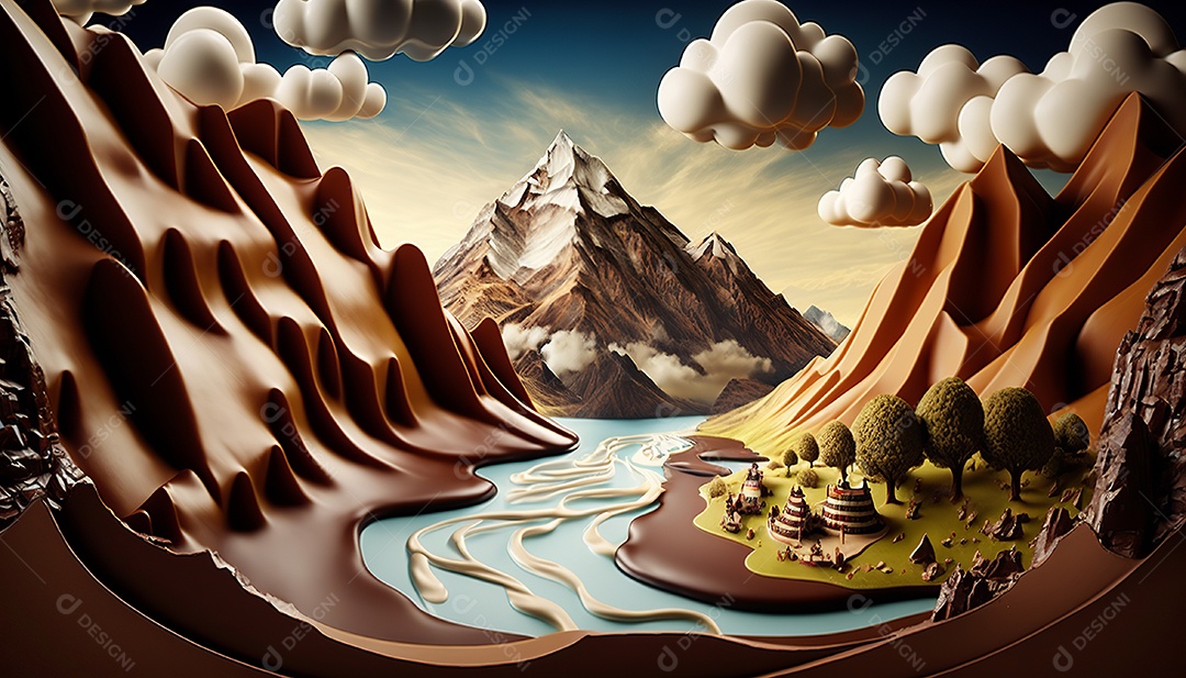 Ilustração montanha feita de chocolate
